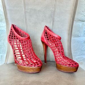Christian Louboutin Coussin 140 Red Mesh Platform Heels Euro 40